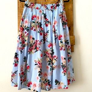Tommy Hilfiger Floral-Print Cotton Midi Skirt SZ S